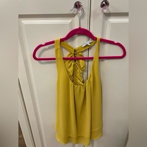 NAKED ZEBRA Ruffle Racer-Back Yellow Gold Women’s Top Blouse Size S